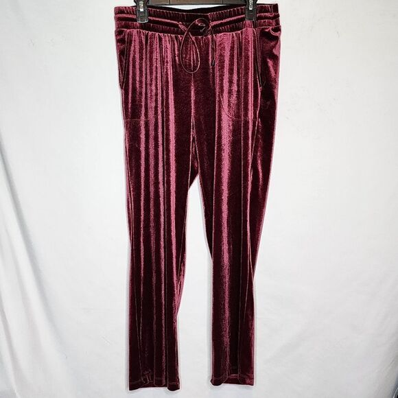 00X 10W Medium Red Pull On Relaxed Taper Velvet High Rise Pant Zinfandel NWOT - Picture 2 of 7